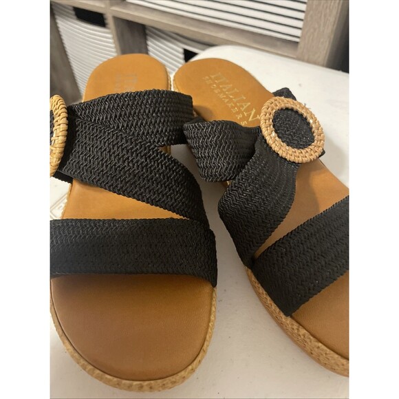 Italian Shoemakers Wedge Sandals Blue Strap Size 7 M Made in Italy - Picture 3 of 15